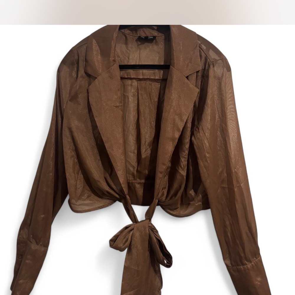 Elegant Brown Tie-Front Women's Jacket